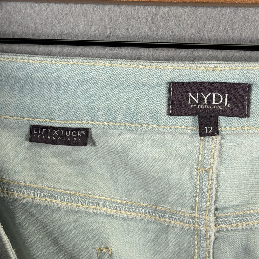 NYDJ Womens Size 12 Wide Leg Crop Capri Jeans Valhalla Frayed Hem Stretch New - Picture 13 of 16